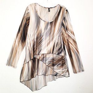 FASHQUE STUDIO XL Grey/Tan Swirl Tunic